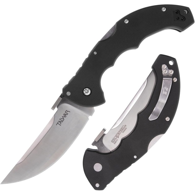 Cold Steel CS-21TTL Talwar Folding Knife, 4″ Satin Blade, Tri-Ad Lock