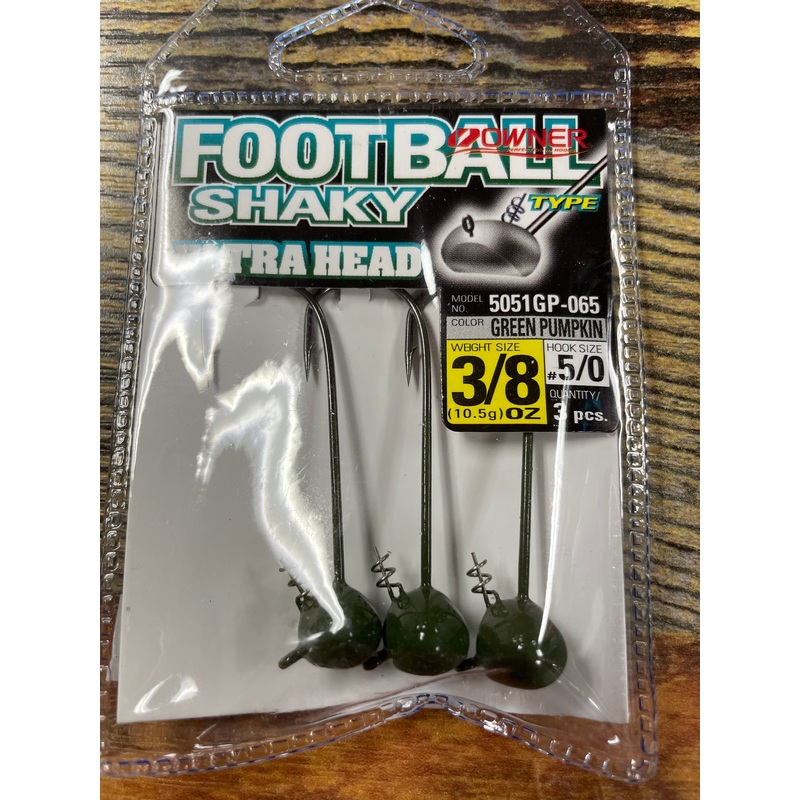 Owner Football Shaky Ultra Head 3/8 oz. 5/0 Green Pumpkin