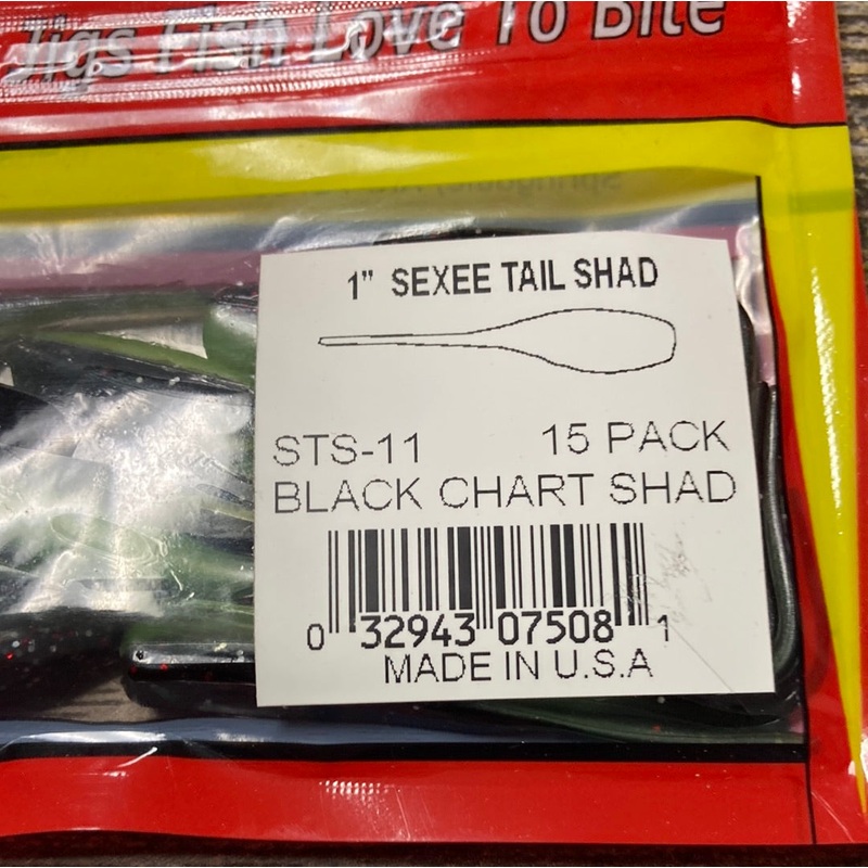 Arkie 1 Sexee Tail Shad Black-Chart Shad