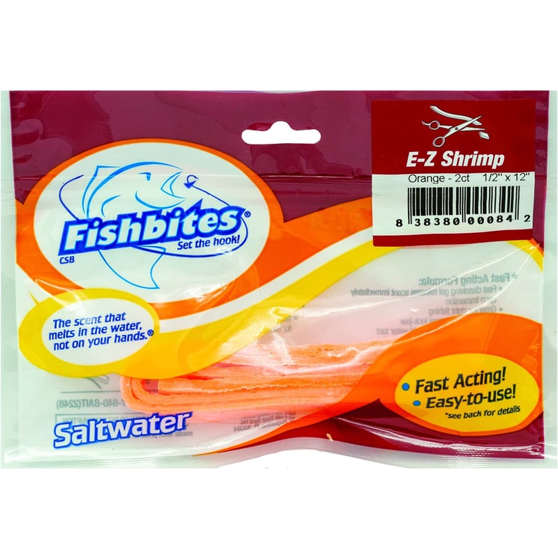 Fishbites E-Z Shrimp Fast Acting Bait Strips, 12″, 2pk