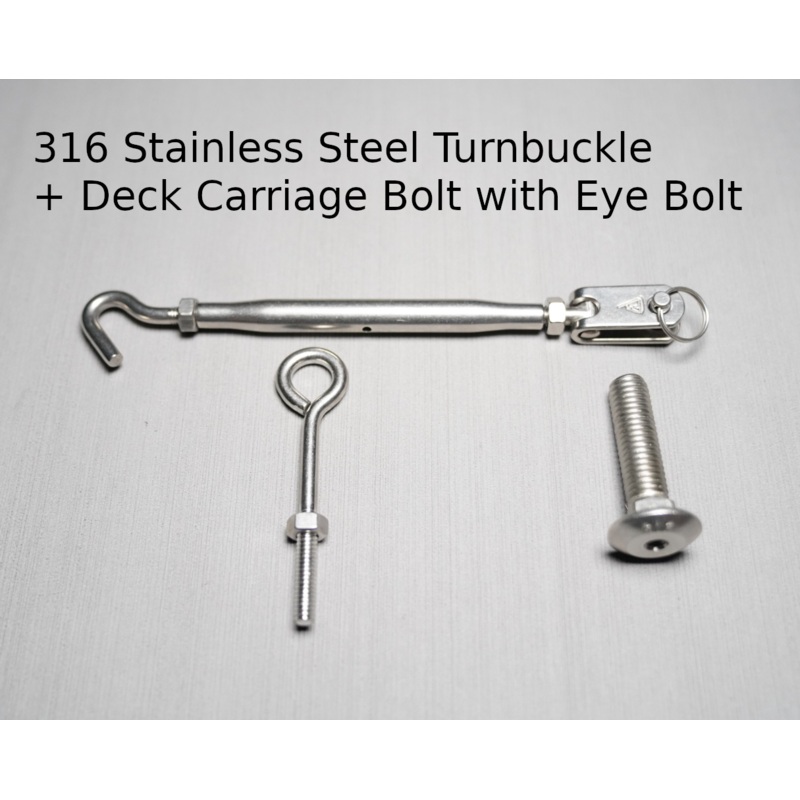 Carbon Marine Casting Platform Mounting Hardware, Turnbuckle, and Carriage Bolt Standard
