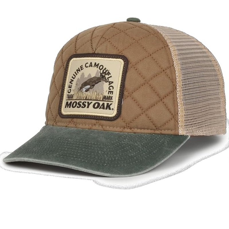 Mossy Oak Outdoor Cap Men’s Quilted Hat, Mustard/Tea Stain/Dark Green