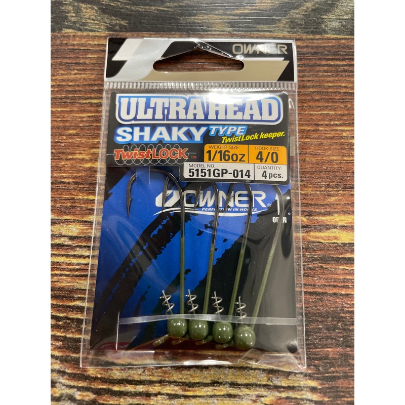 Owner Ultra Shaky Head 1/16 oz. 4/0 Green