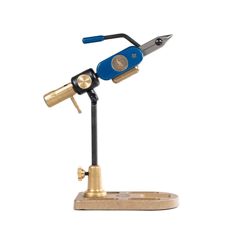 Regal Revolution Series Fly Tying Vise – Stainless Jaws / Bronze Pocket Base – Royal Blue Vintage Finish