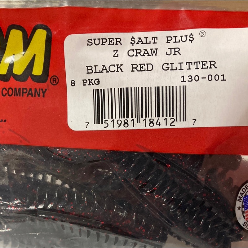 Zoom Z Craw Jr. – Black Red Glitter