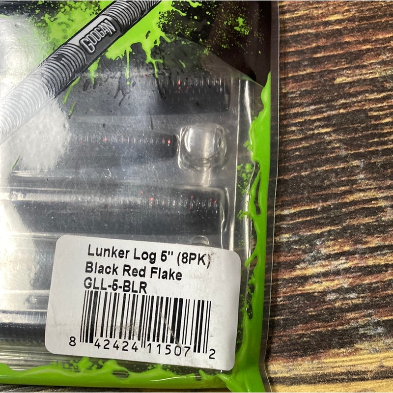 Googan Lunker Log 5″ Black Red Flake