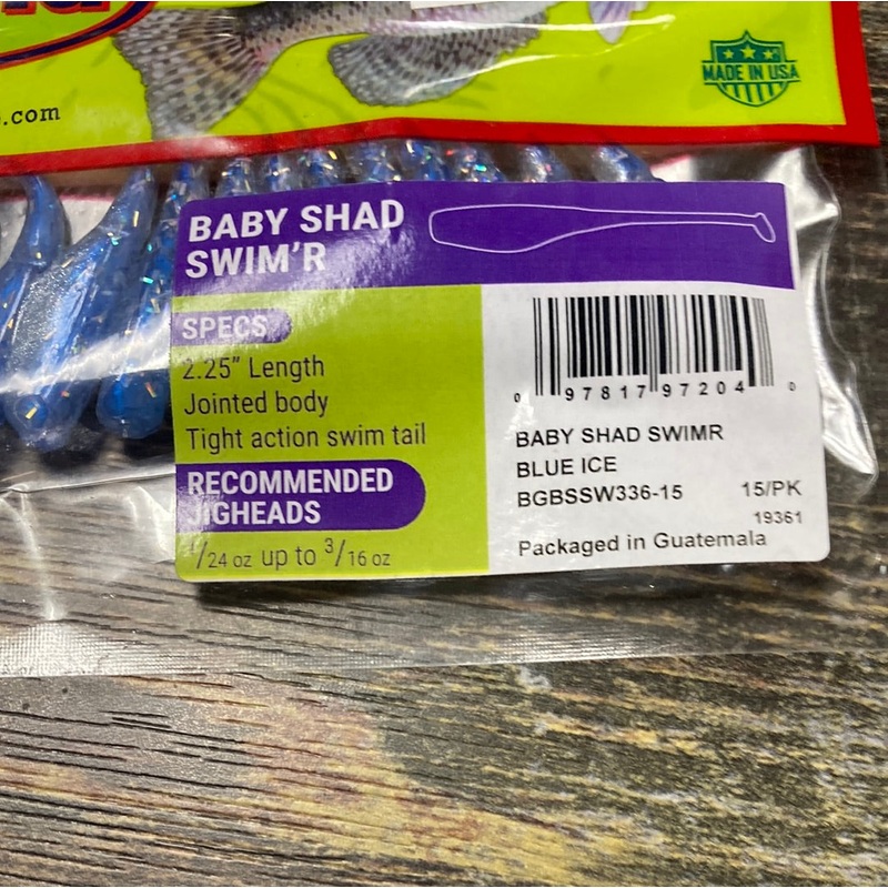 Bobby Garland Baby Shad 2″ Swimr Blue Ice