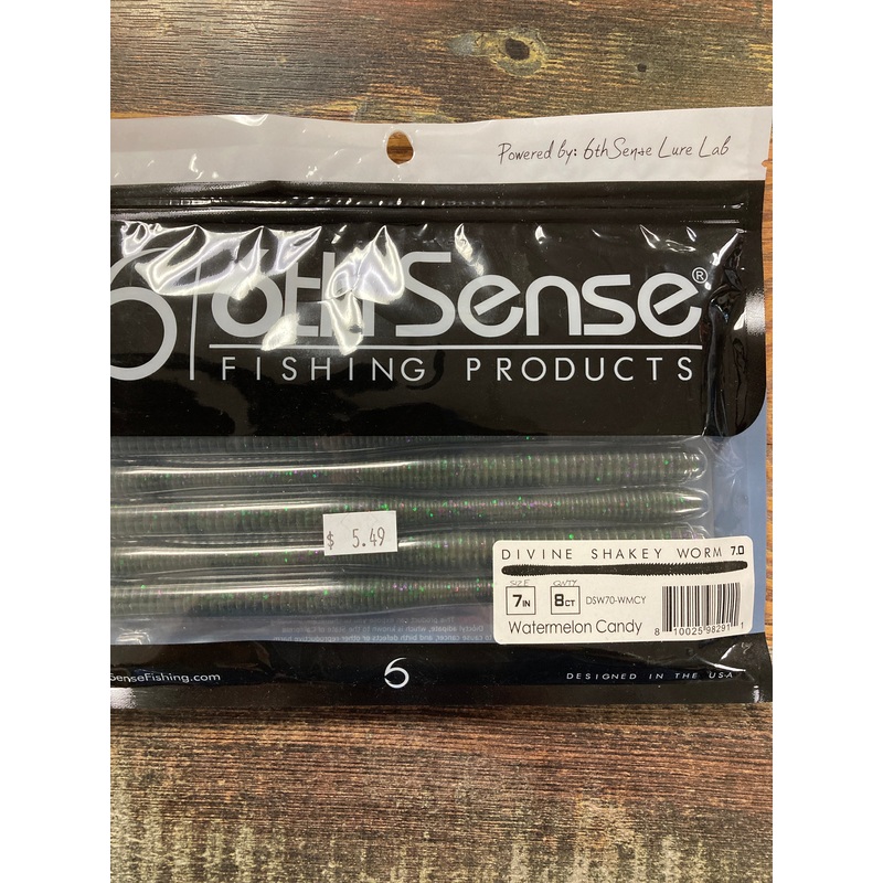 6th Sense Divine Shakey Worm 7.0″ Watermelon Candy