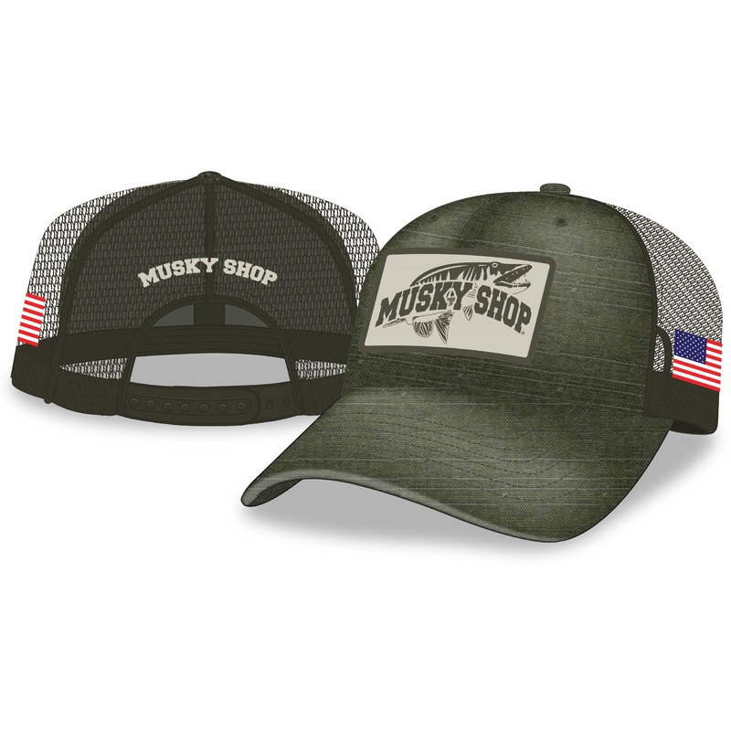 Musky Shop Washed Olive Patch Mesh Cap