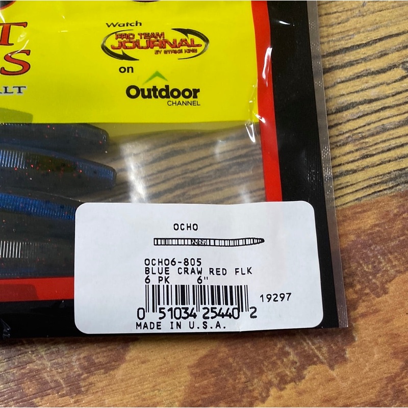 Strike King KVD Ocho Blue Craw 6″ Red Flake