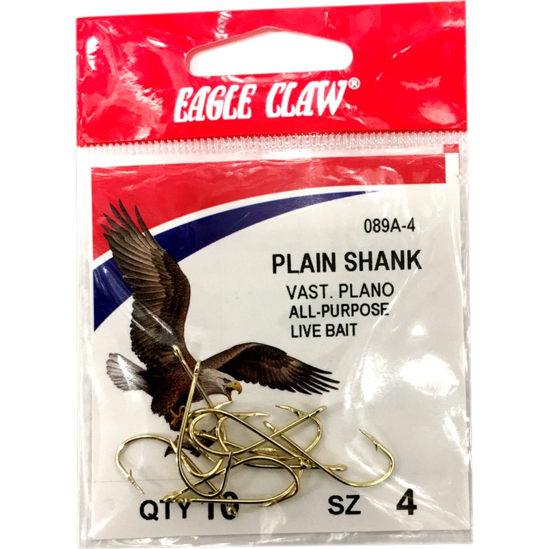 Eagle Claw 89A Plain Shank Gold Hook