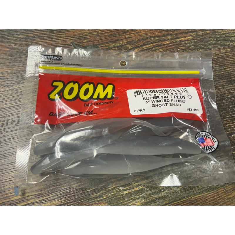 Zoom Winged Fluke 5″ Ghost Shad
