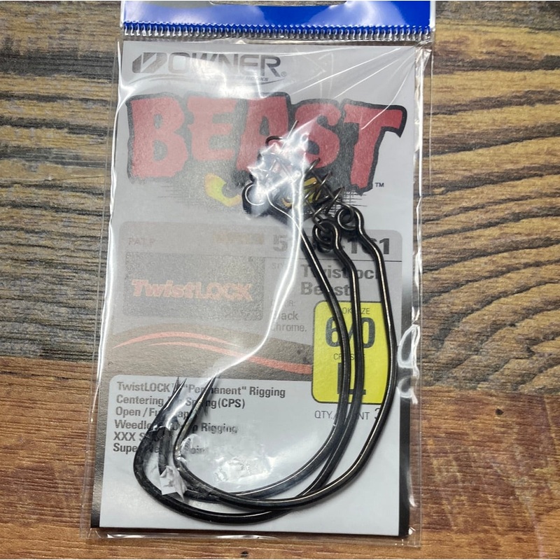 Owner Beast Twist Lock 6/0 Chrome Black