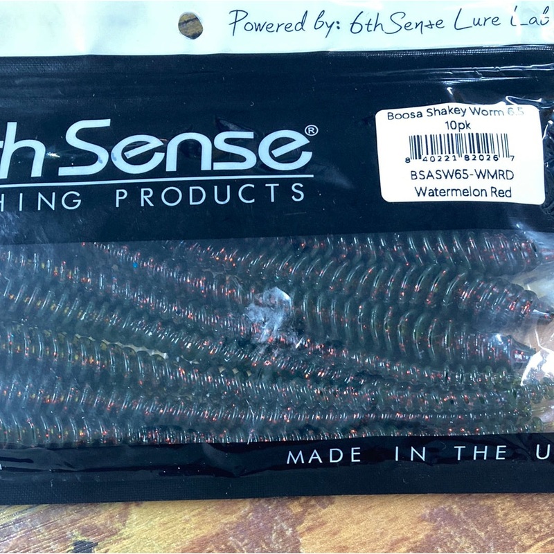 6th Sense Boosa Shakey Worm 6.5″ Watermelon Red