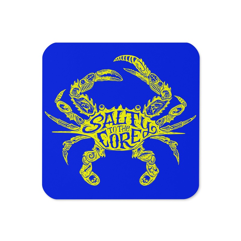 The Official “Salty To The Core” Salty Crab 3.75″x3.75″ Cork-Back Coasters