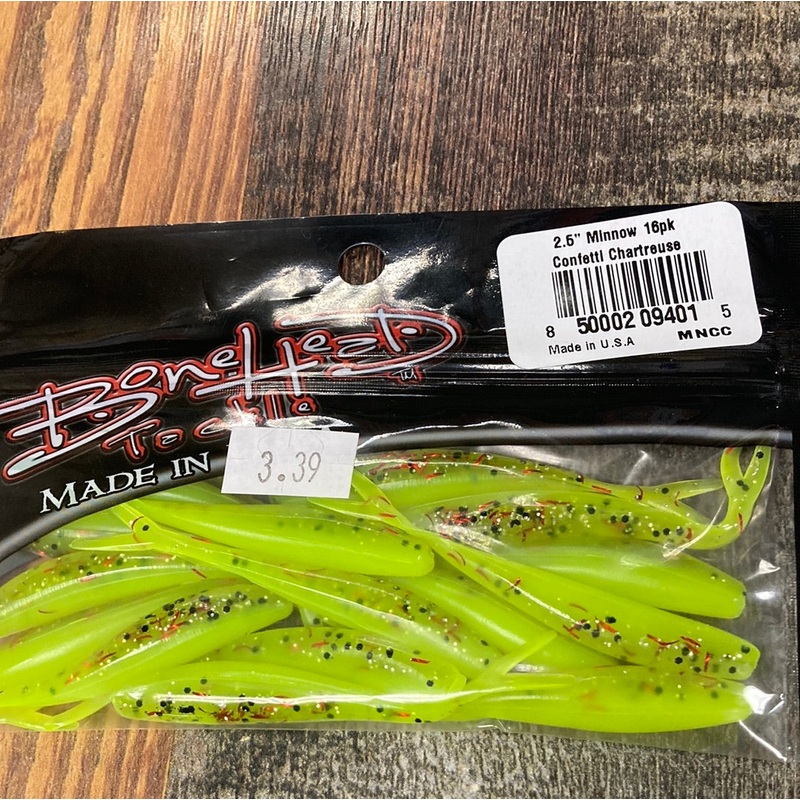 Bone Head Minnow 2.5″ Confetti Chartreuse