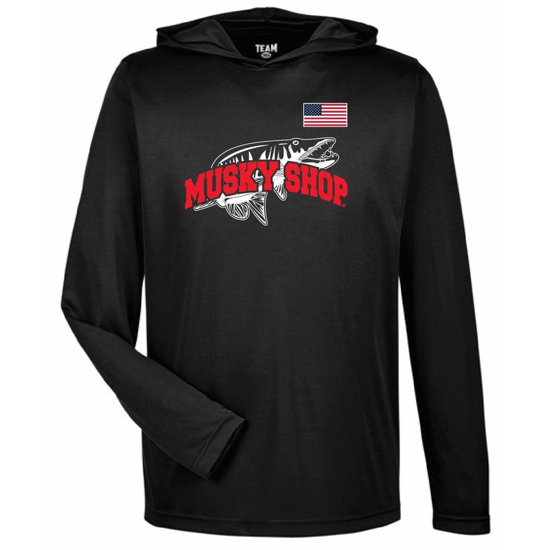 Musky Shop Team 365 Performance Long Sleeve Hoodie UV Black Red