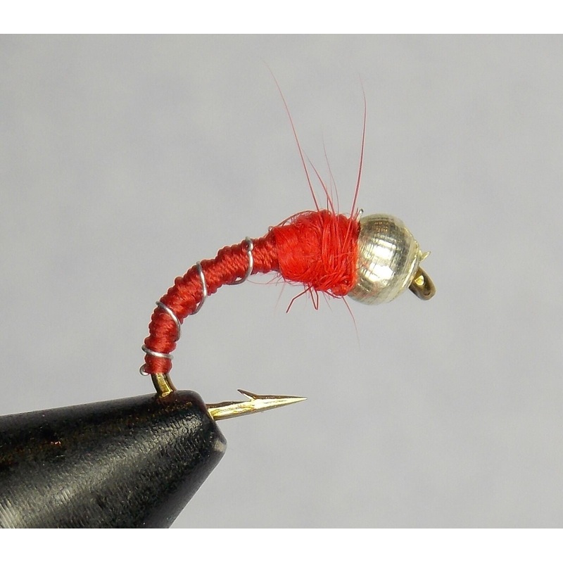 Zebra Midge – Red – Bead Head( Size 16)