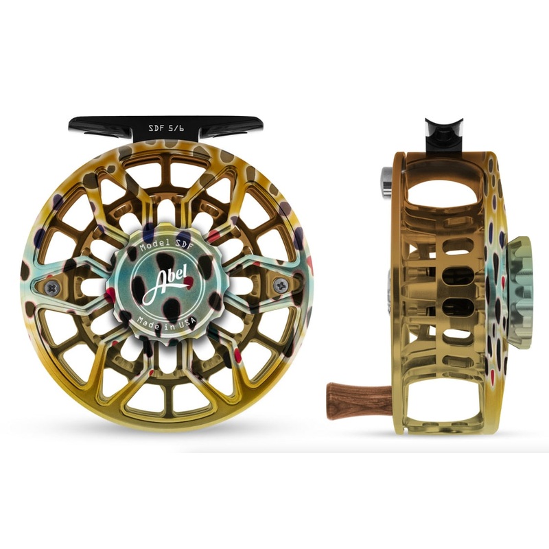 Abel SDF 5/6 Fly Reel – Solid DeYoung Rainbow Flank / DeYoung Rainbow Flank Drag Knob & Walnut Handle