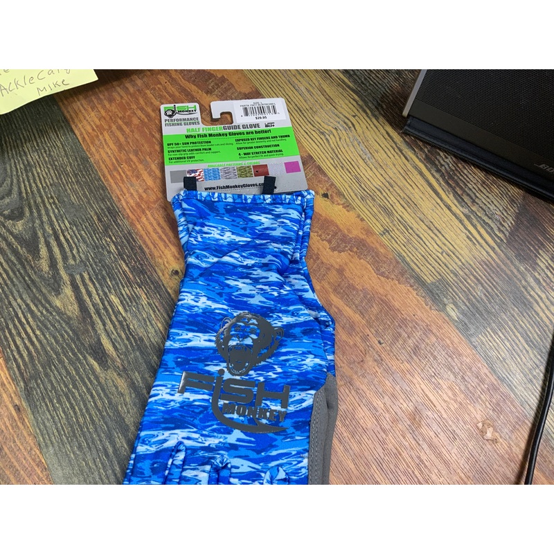 Blue Monkey Half Finger Glove – Lg – Blue Water