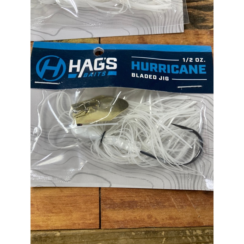 Hags Baits Hurricane – White 1/2 oz. Gold Blade