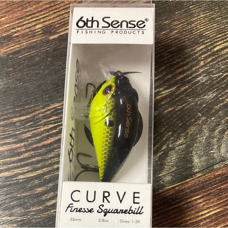 6th Sense Curve Finesse Squarebill 3/8 oz. Chartreuse Black Back