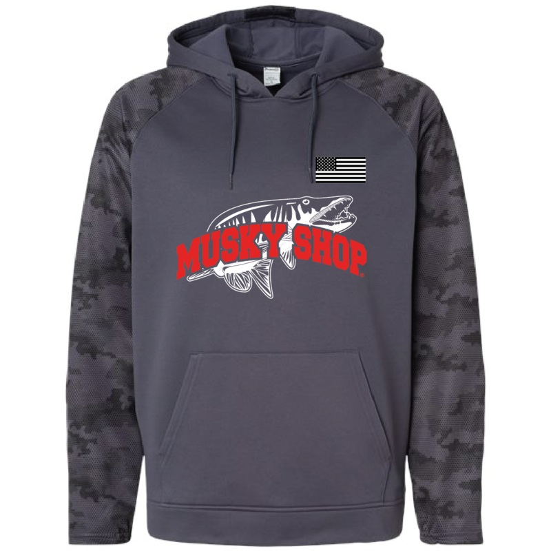 Musky Shop Paragon Camo Fleece Hoodie-Red Logo