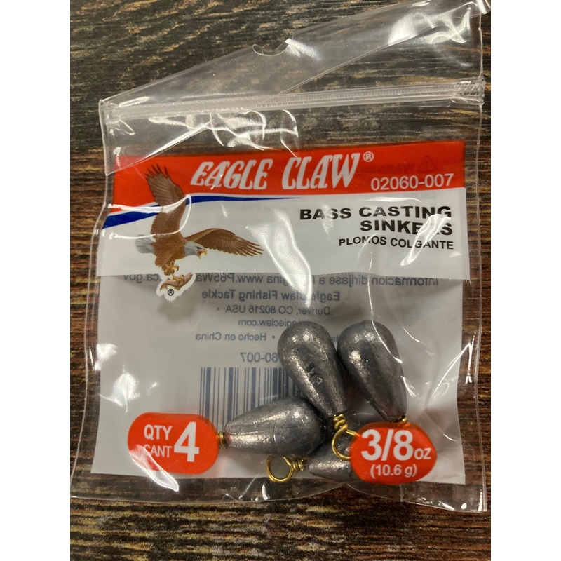 Eagle Claw Bass Casting Sinkers 3/8 oz. Lead