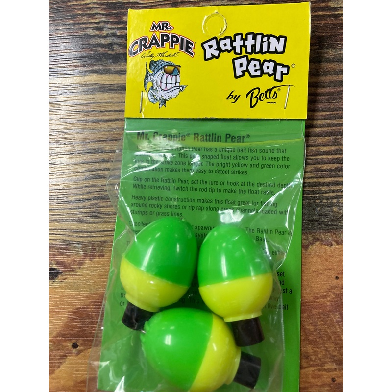 Mr Crappie 1″ Rattlin Pear Bobber – Yellow/Green