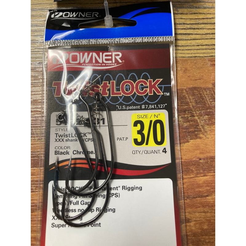 Owner TwistLock XXX Shank 3/0 Black Chrome