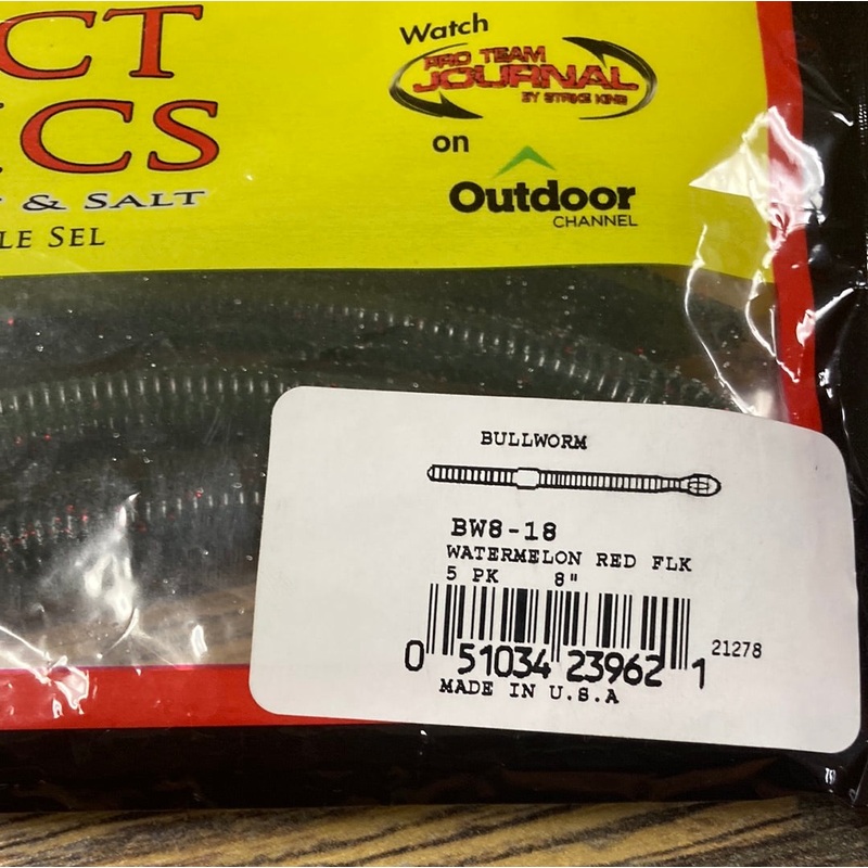 Strike King KVD Bull Worm 8 Watermelon Red Flake