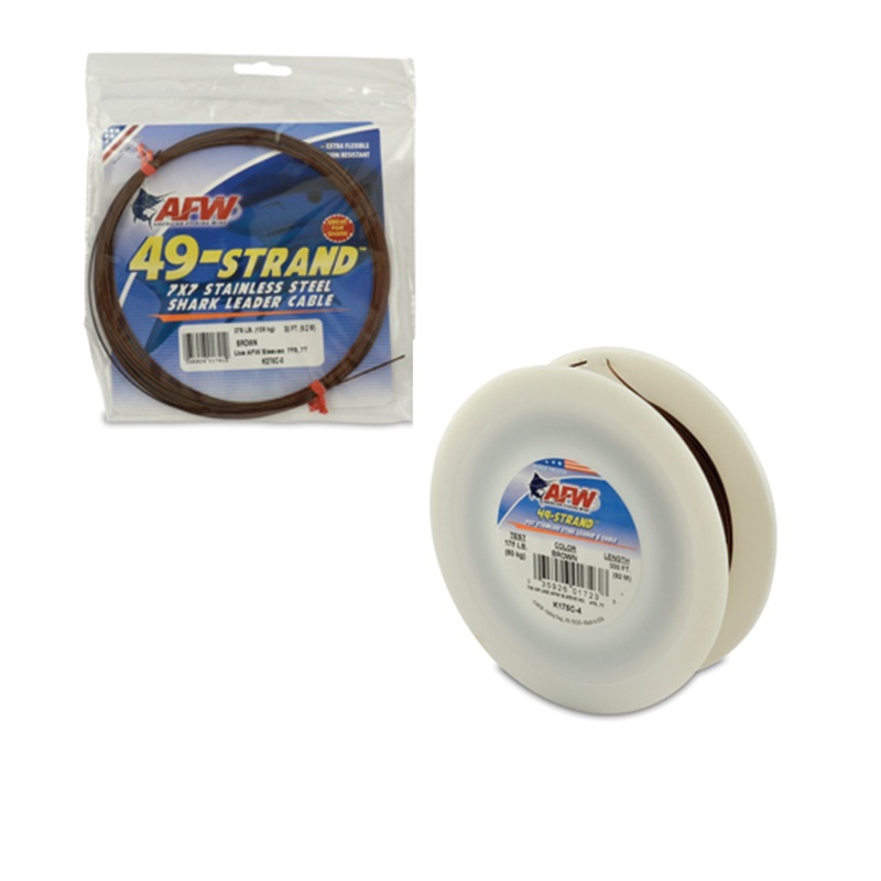 AFW 49-Strand Stainless Steel Shark Cable Leader (30 ft Coils)