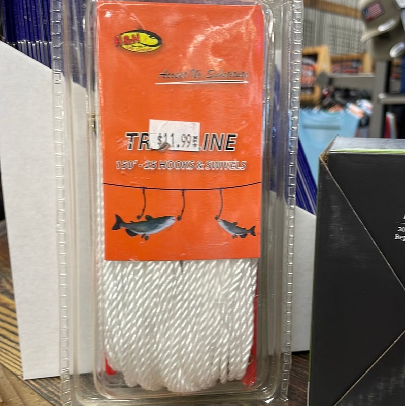 H & H Trot Line with Hooks 25 hooks 150 ft. 300 lb.