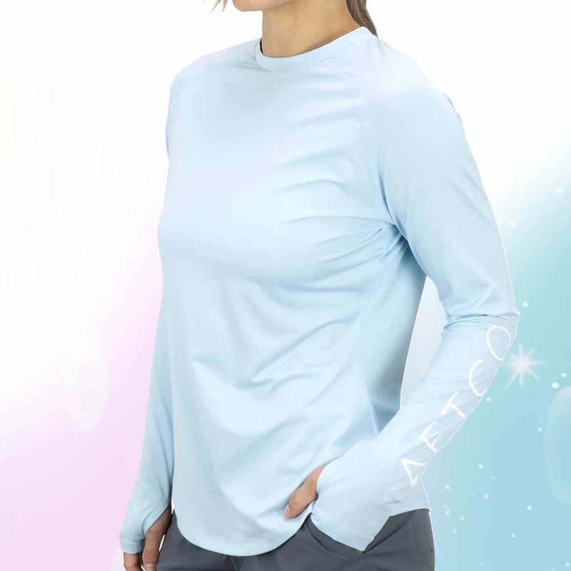 Aftco Women’s Yurei Air-O Mesh Sky Blue Heather L/S Performance Shirt