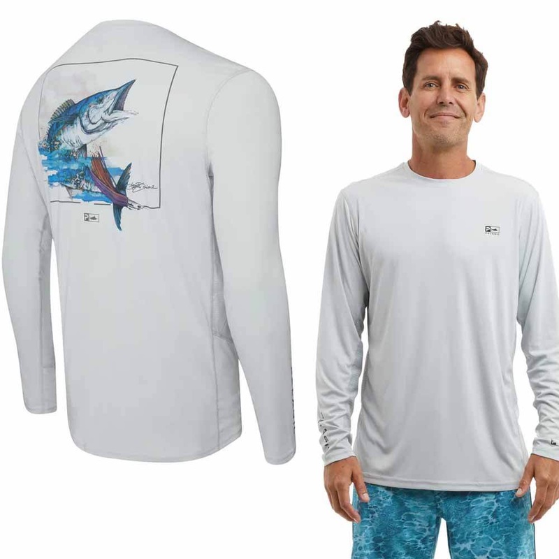 Pelagic Vaportek LS Light Gray Goione Wahoo Performance Shirt