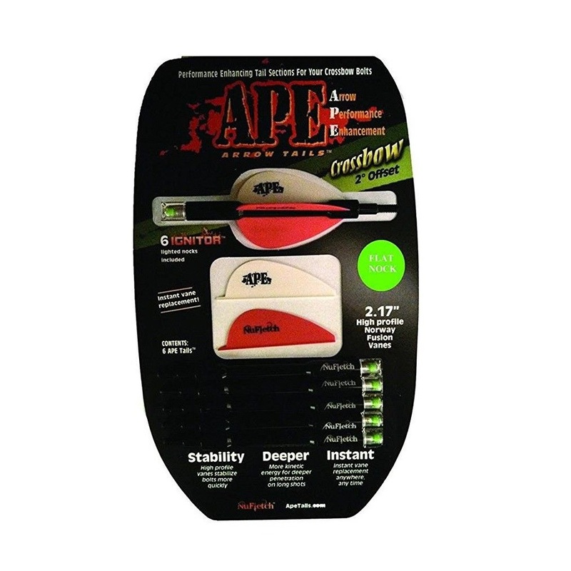 NuFletch Ape Tail Crossbow Tail Sections Light 2 Degree Offset [Flat/Half Nock]