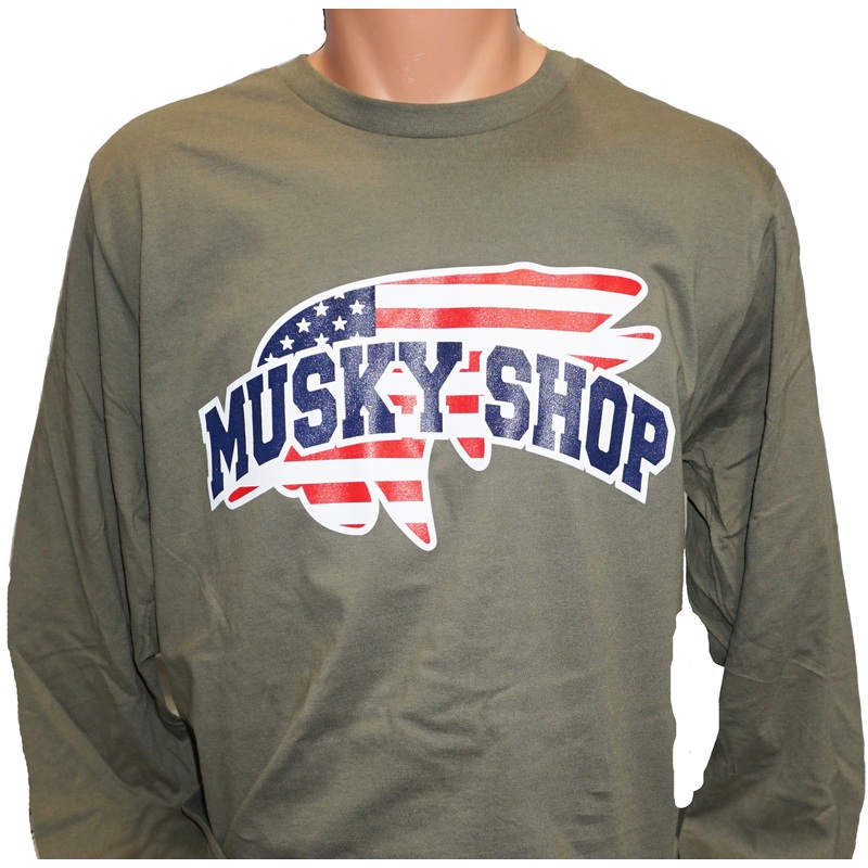 Musky Shop Military Green US Logo Long Sleeve T-shirt