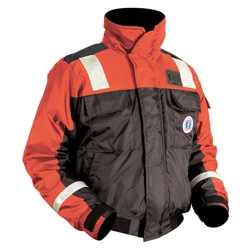 Mustang Classic Flotation Bomber Jacket w/Reflective Tape – Orange/Black – XL [MJ6214T1-33-XL-206]