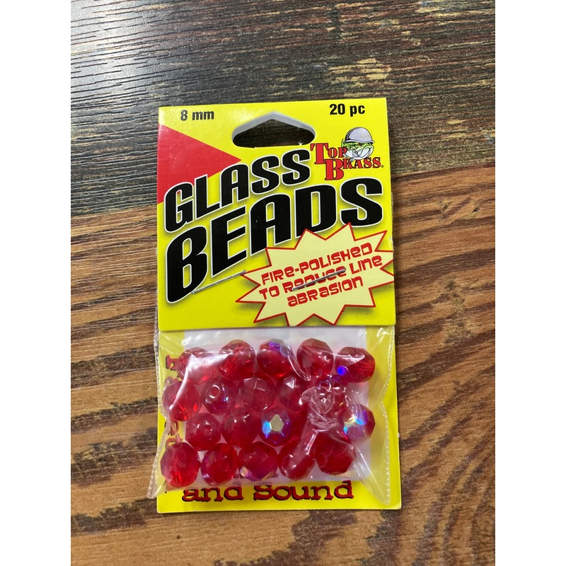 Top Brass Glass Beads 8mm – Red