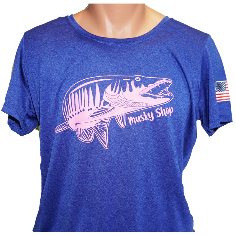Musky Shop Sport Tek Ladies Heather Scoop T-Shirt Cobalt Heather