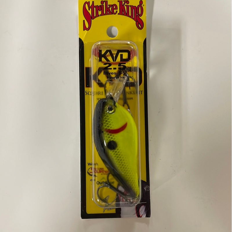 Strike King KVD 2.5 Dives 3-5′ Black Back Chartreuse