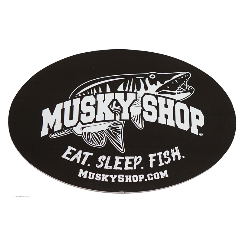 Musky Shop Oval Black Decal-Eat Sleep Fish