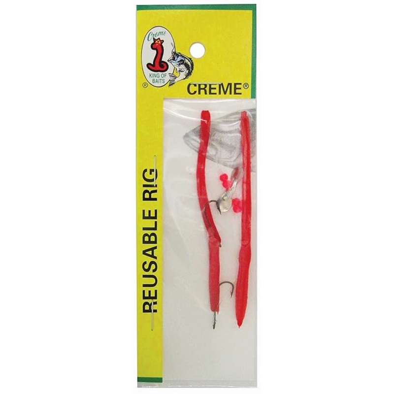 Creme Midget Crawler Worm, 1 Rig and Spare, 3-1/2″