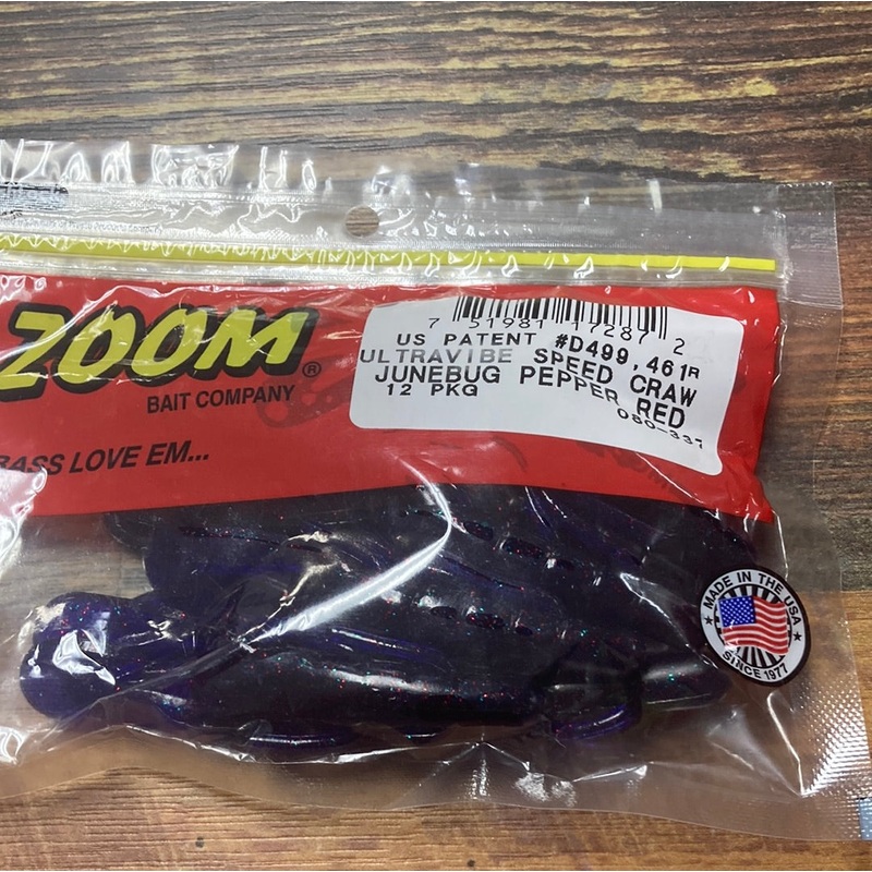 Zoom U-V Speed Craw 3.5″ Junebug Pepper Red